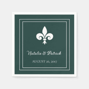 Guardanapo De Papel Livro Caseiro Emerald Green Fleur de Lis Napkins