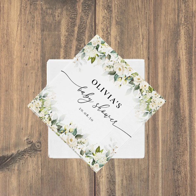 Guardanapo De Papel Livro Chá de fraldas de Rosas Brancas Verde Nápole (Criador carregado)