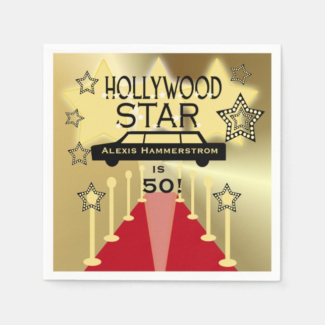 Guardanapo De Papel Livro de Aniversário da Estrela de Hollywood Perso (Frente)