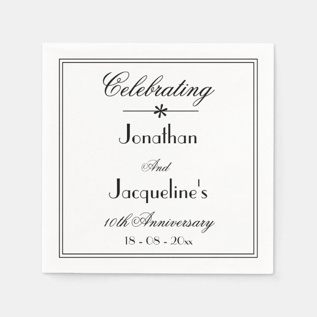 Guardanapo De Papel Livro de Aniversário do Casamento Branco Clássico (Frente)