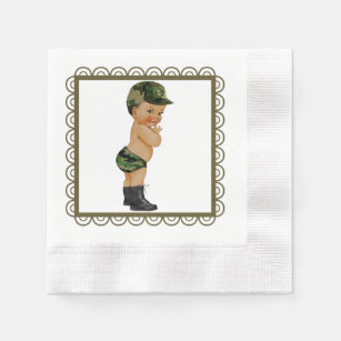 Guardanapo De Papel Livro de Bebês da Camouflage Verde do Exército
