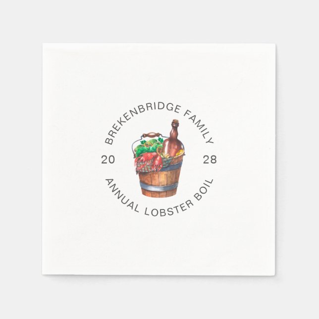 Guardanapo De Papel Livro de festas da família anual de lagostas Boil (Frente)