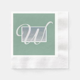 Guardanapo De Papel Livro de Monogramas verde Sage Silver Napkins