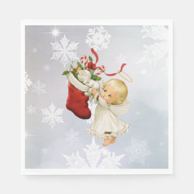 Guardanapo De Papel Livro de Natal do Angel & Kitty Cat (Frente)