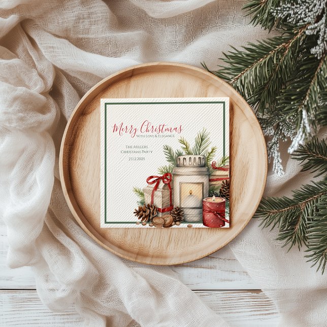 Guardanapo De Papel Livro de Natal Elegante Nápoles em Vermelho e Verd (Festive Christmas napkins — personalized holiday table napkins for stylish gatherings.)
