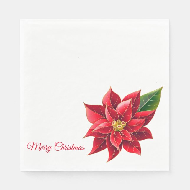 Guardanapo De Papel Livro de Natal Napkins Red Poinsettia-Luncheon (Frente)