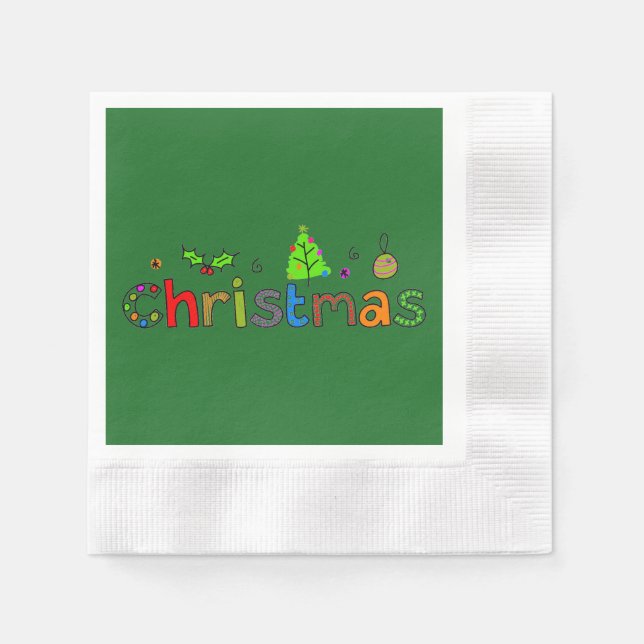 Guardanapo De Papel Livro de Natal Verde da Floresta - Napkin (Frente)