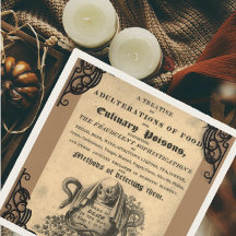 Livro de venenos culinários de caveira antiga de 1