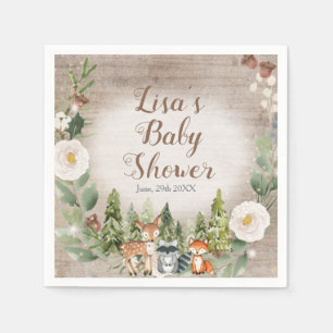 Guardanapo De Papel Livro Napkin Winter Woodland Animais White Floral