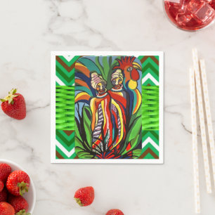 Guardanapo De Papel Livro Napkins, Mulheres Africanas de Papagaio Verd
