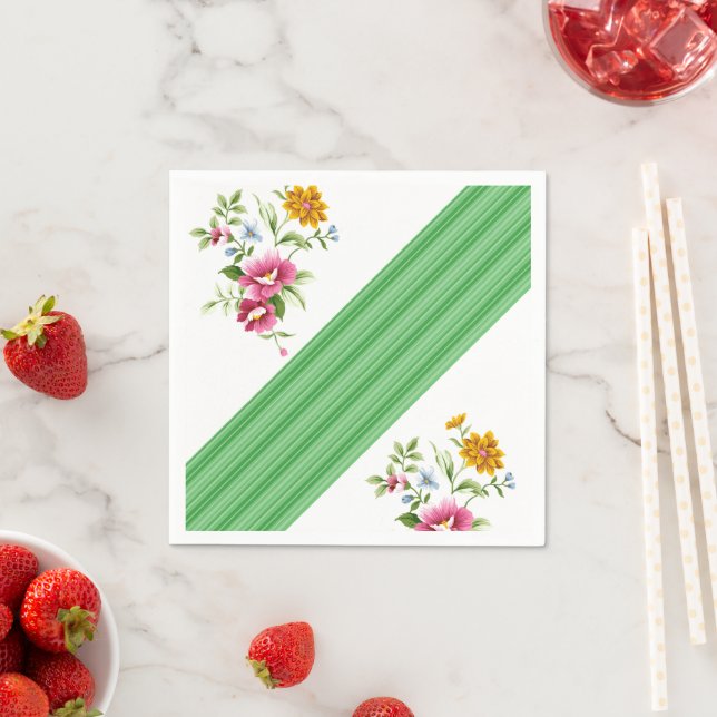 Guardanapo De Papel Livro Napkins, Verde e Branco Floral (Insitu)