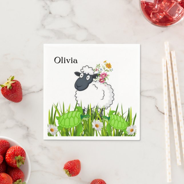 Guardanapo De Papel Livro Nápoles, Tartarugas Verdes Ovinos Florais (Insitu)