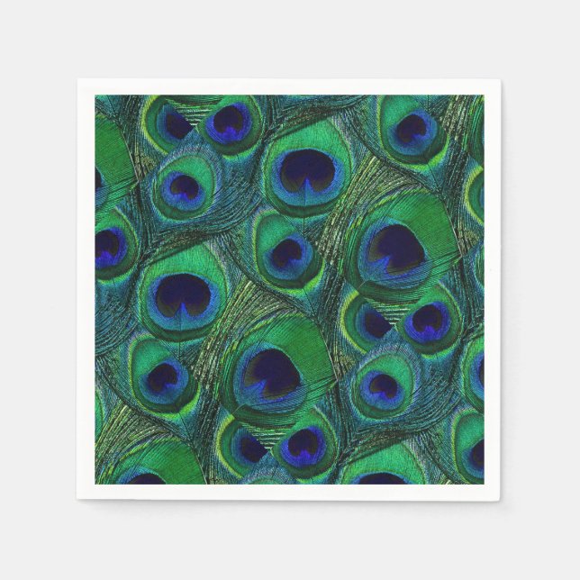 Guardanapo De Papel Livro Verde, Azul, Púrpura de Penas de Pêssego Náp (Frente)