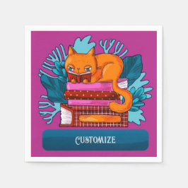 Guardanapo De Papel Livros Aprovados de Gato Personalizados Rosa