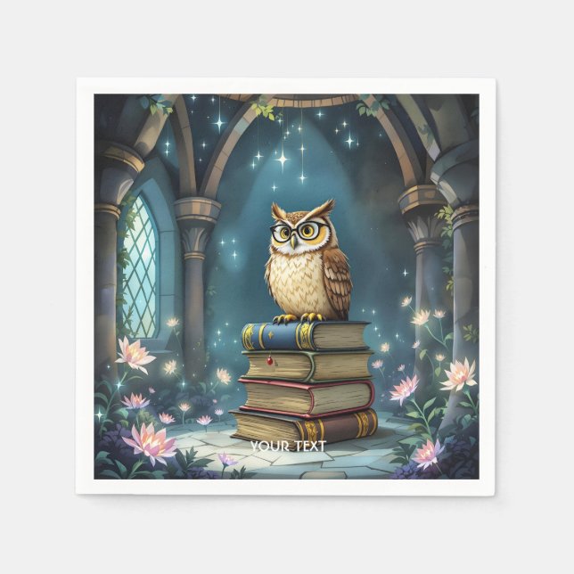 Guardanapo De Papel Livros de óculos de coruja fantasma (Frente)