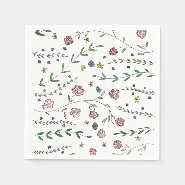 Guardanapo De Papel Livros e Blossomas Cocktail Napkins (Frente)