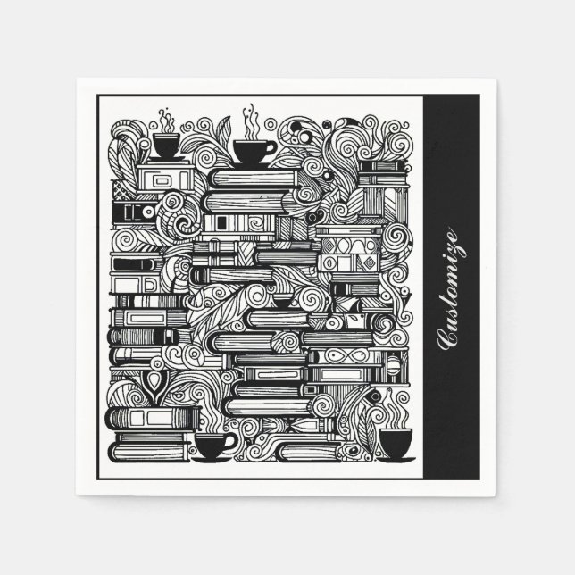 Guardanapo De Papel Livros E Colagem De Portas De Café (Frente)