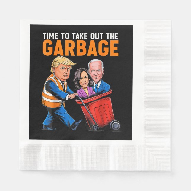 Guardanapo De Papel Lixo para Trump 2024 Hora Engraçada de Tirar o Lix (Frente)