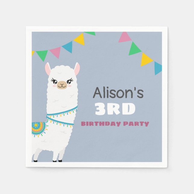 Guardanapo De Papel Llama Birthday (Frente)