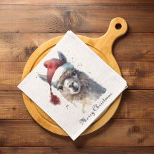 Llama de Natal com Chapéu de Papai Noel e Texto Pe