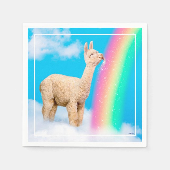 Guardanapo De Papel Llama Licking Rainbow (Frente)