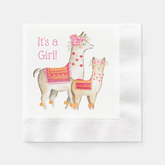 Guardanapo De Papel Llama Mama Baby Girl Chá Napkins (Frente)