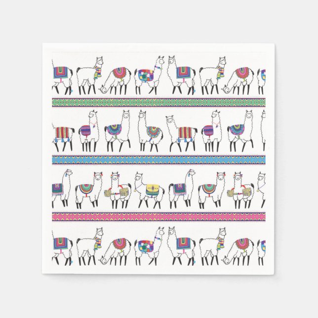 Guardanapo De Papel Llama Stripe Pattern (Frente)