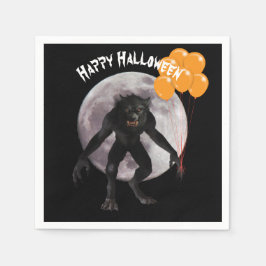 Guardanapo De Papel Lobisomem Halloween Com Balões