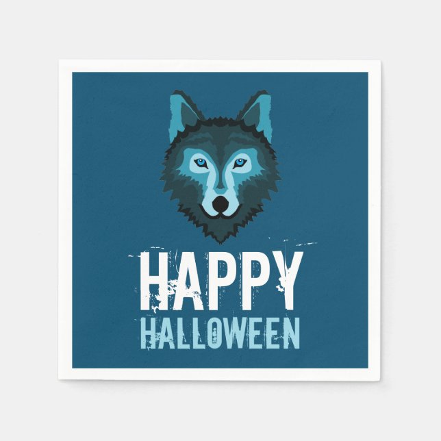 Guardanapo De Papel Lobo Azul, Feliz Halloween (Frente)
