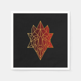 Guardanapo De Papel Lobo geométrico Dourado gradiente vermelho de luxo