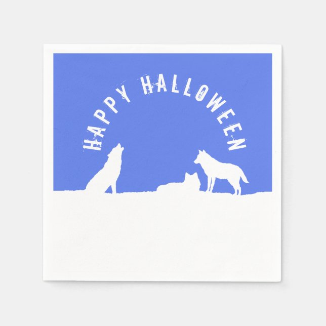 Guardanapo De Papel Lobos na Neve, Feliz Halloween (Frente)