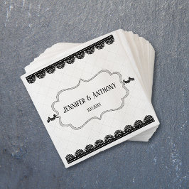Guardanapo De Papel Locação Preta no Casamento Personalizado Branco