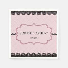 Guardanapo De Papel Locação Preta no Casamento Personalizado Cor-de-Ro