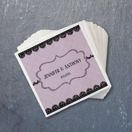 Guardanapo De Papel Locação Preta no Casamento Personalizado de Lavand