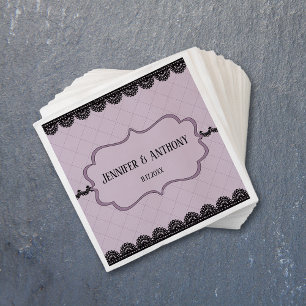 Guardanapo De Papel Locação Preta no Casamento Personalizado de Lavand