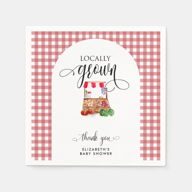 Guardanapo De Papel Locally Grown Baby Shower Carrots Gingham (Frente)