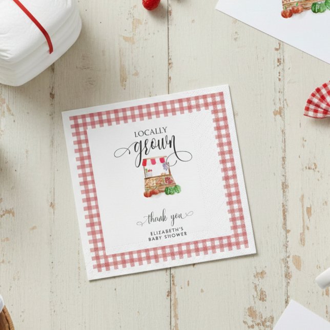 Guardanapo De Papel Locally Grown Baby Shower Carrots Gingham (Criador carregado)