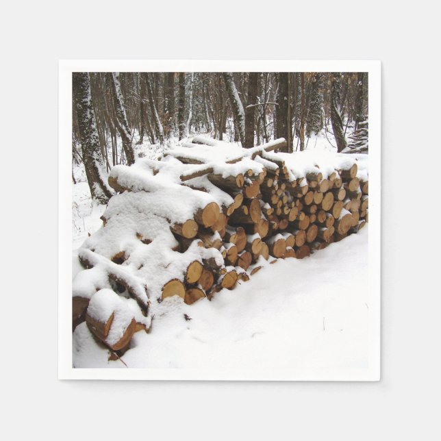 Guardanapo De Papel Log Pile no Woods Paper Napkins (Frente)