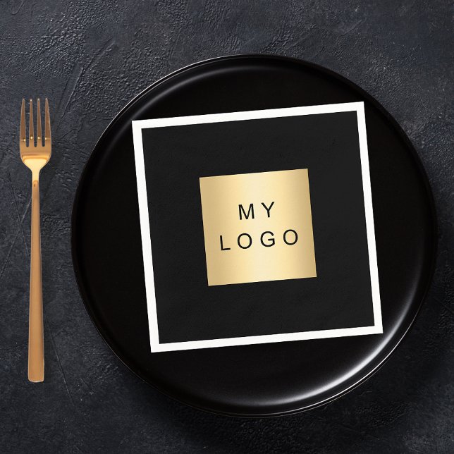 Guardanapo De Papel Logotipo comercial do bar café preto (Criador carregado)