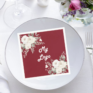 Guardanapo De Papel Logotipo comercial do Red White Flores