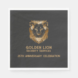 Guardanapo De Papel Logotipo comercial Luxe Black Dourado Lion, 25 ano
