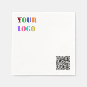 Guardanapo De Papel Logotipo da empresa e código QR Modelo de Napkins