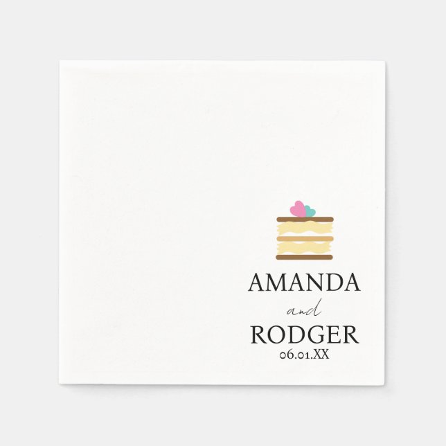 Guardanapo De Papel Logotipo de Bolo Fofo Casamento  (Frente)