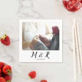 Guardanapo De Papel Logotipo de casamento com foto minimalista moderna
