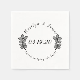 Guardanapo De Papel Logotipo de Casamento Preto Branco Galho Verde