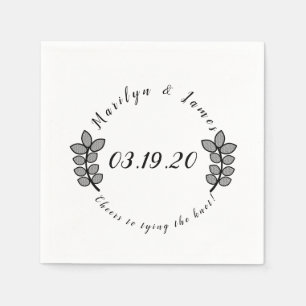 Guardanapo De Papel Logotipo de Casamento Preto Branco Galho Verde