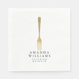 Guardanapo De Papel Logotipo de Catering do Fork Dourado Moderno Faux 