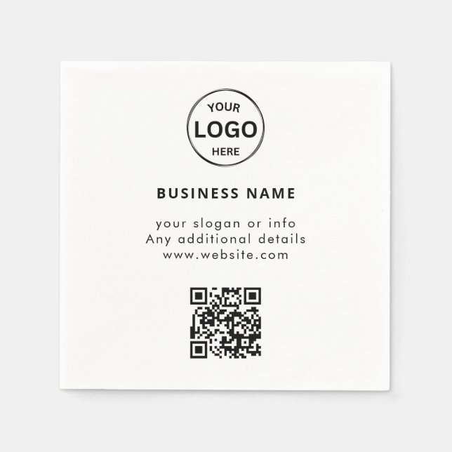 Guardanapo De Papel Logotipo de código Qr Simples para empresas (Frente)