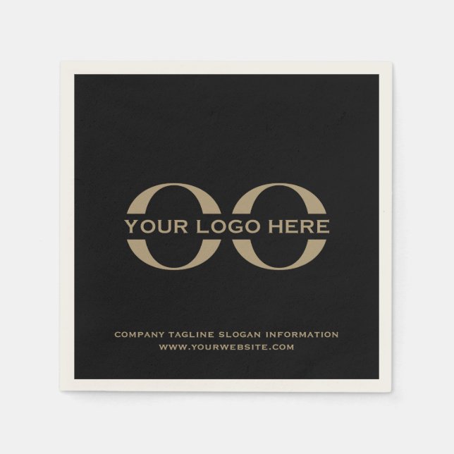 Guardanapo De Papel Logotipo Dourado e preto personalizável Napkin (Frente)