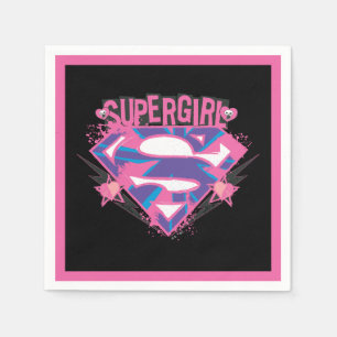 Guardanapo De Papel Logotipo Grunge Rosa e Roxo da Supergirl